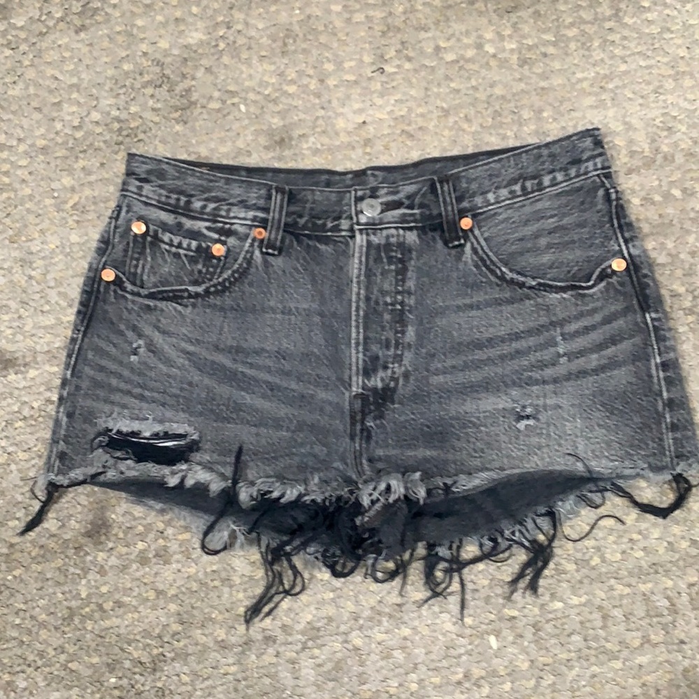 Levi Black Distressed Jean Shorts